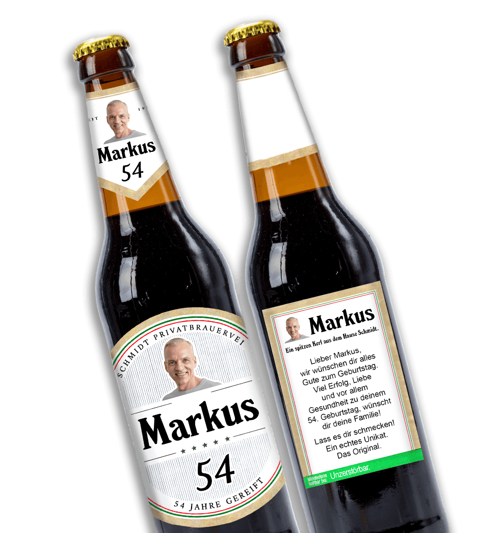 Individuelle Bieretiketten mit eigenem Bild für Geburtstag oder Feier
