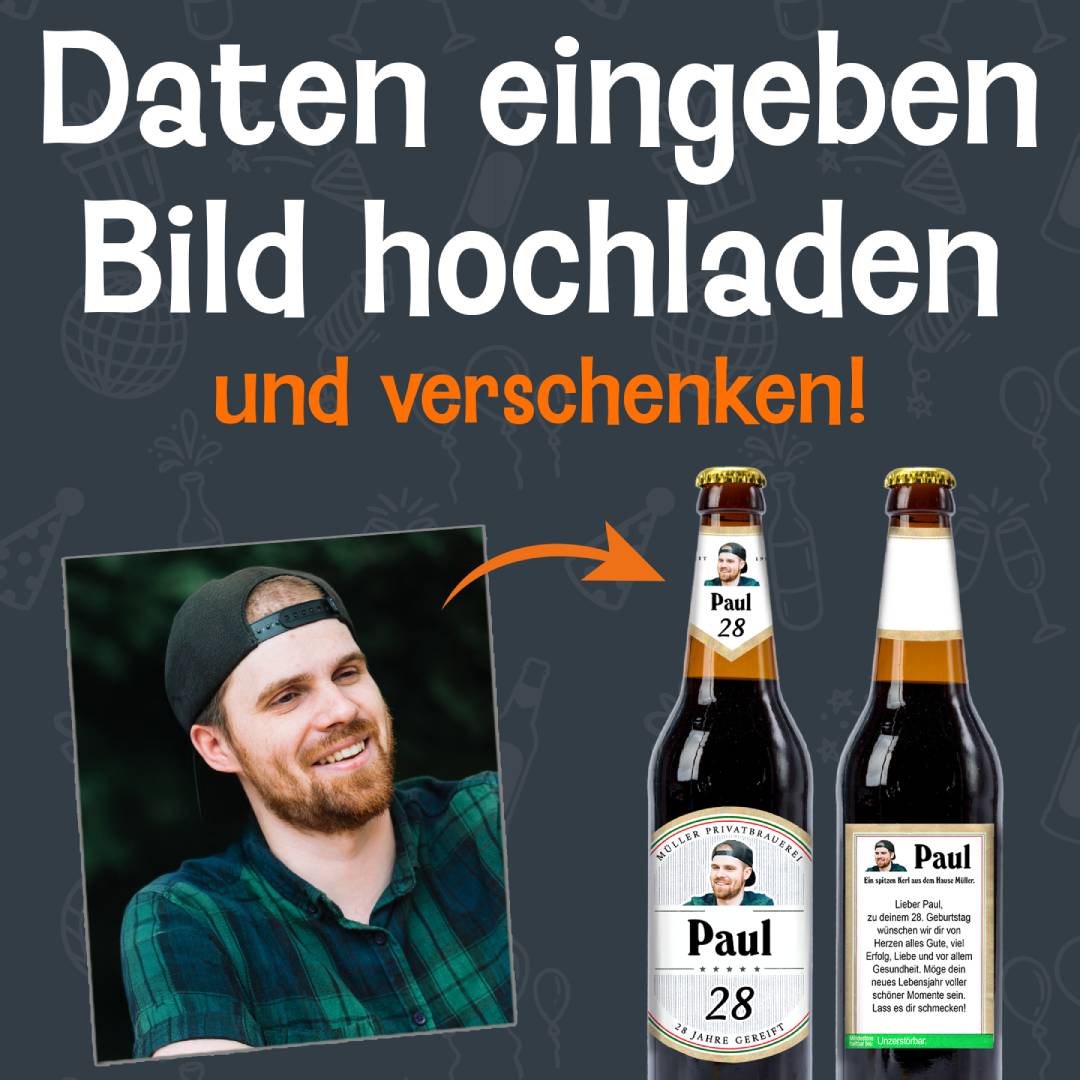 Bierflaschen Sticker personalisiert mit Foto und Namen