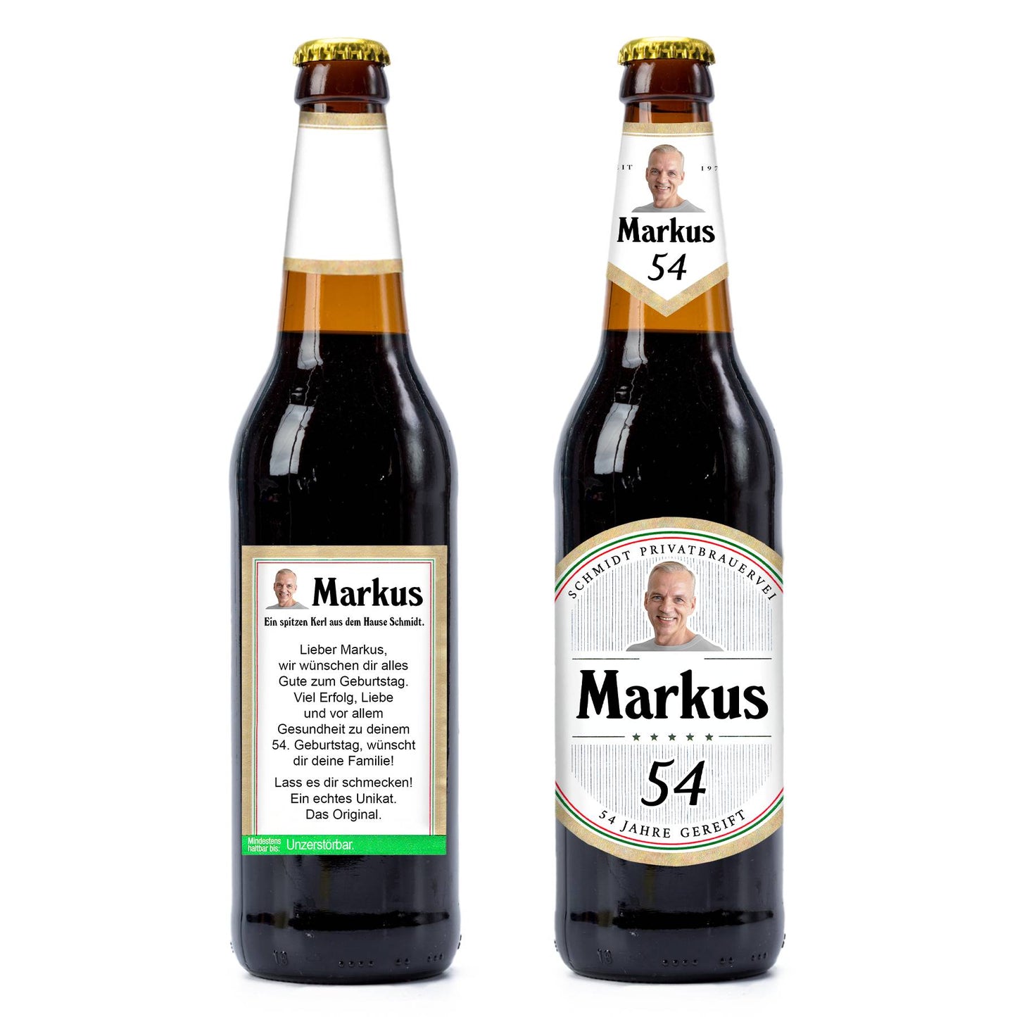 Personalisierte Bierflaschen Sticker mit Foto, Name und Alter als individuelles Geburtstagsgeschenk