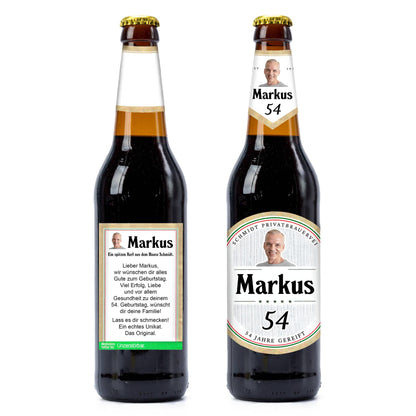 Personalisierte Bierflaschen Sticker mit Foto, Name und Alter als individuelles Geburtstagsgeschenk